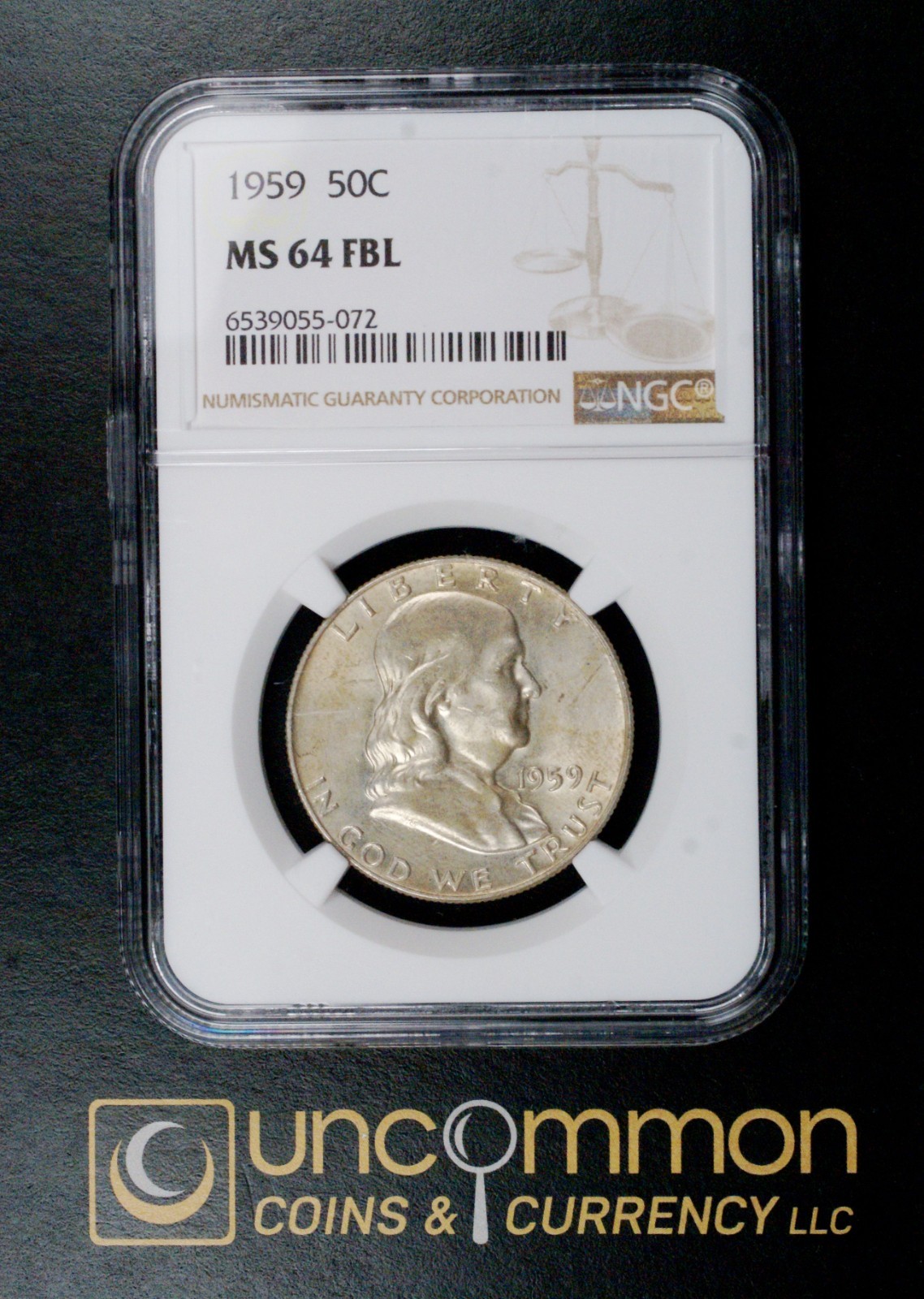 1959 MS 64 FBL Franklin Half Dollar   (UCC-FHD-1959-MS64FBL-N-0147)