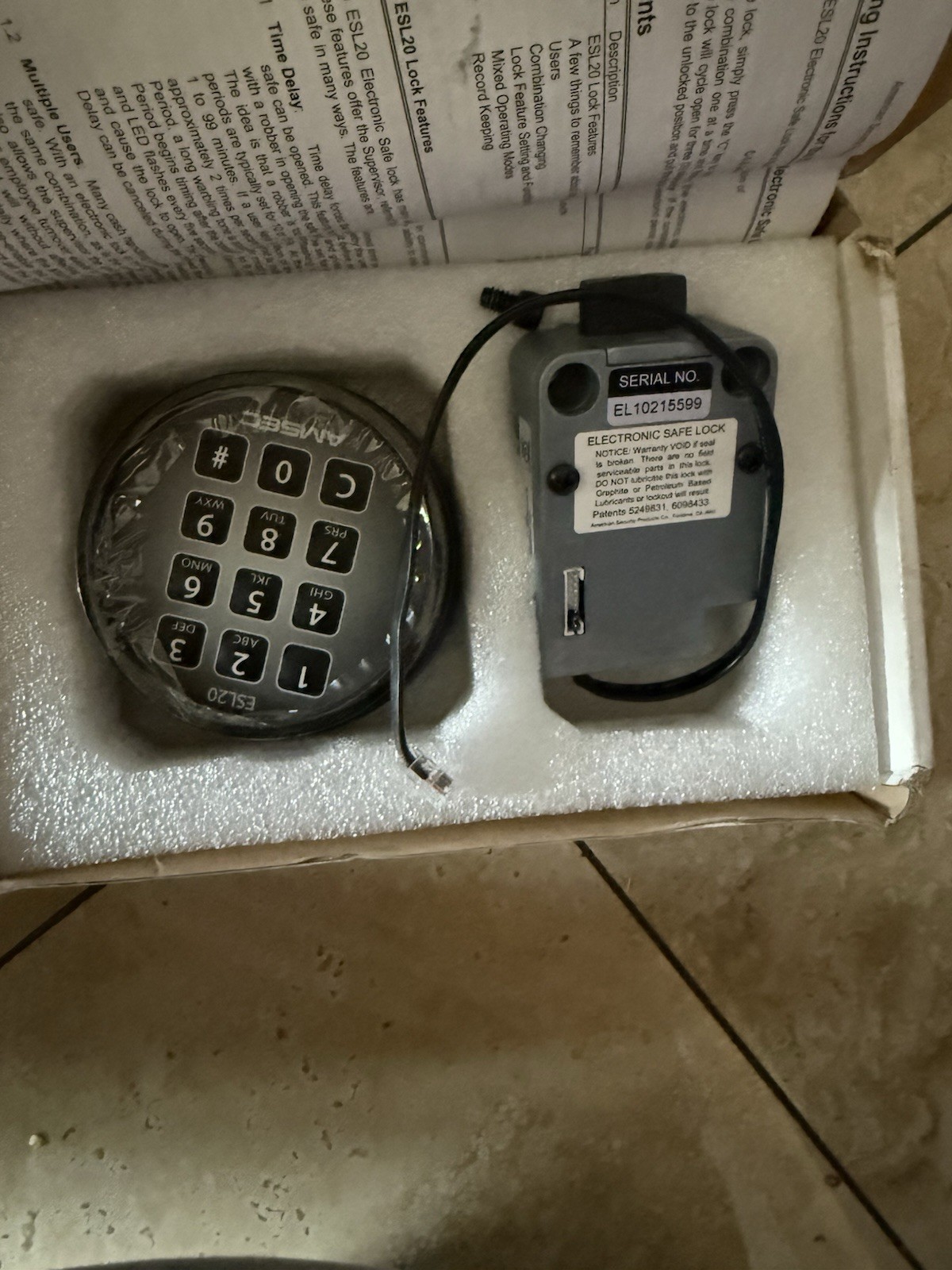 AMSEC ESLXL Series Electronic Safe Lock Keypad & Lock Kit