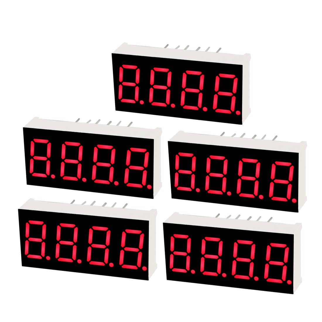 Common Anode 12 Pin 4 Bit 1.18 x 0.55 x 0.28 Inch 0.35" Red LED Tube 5pcs