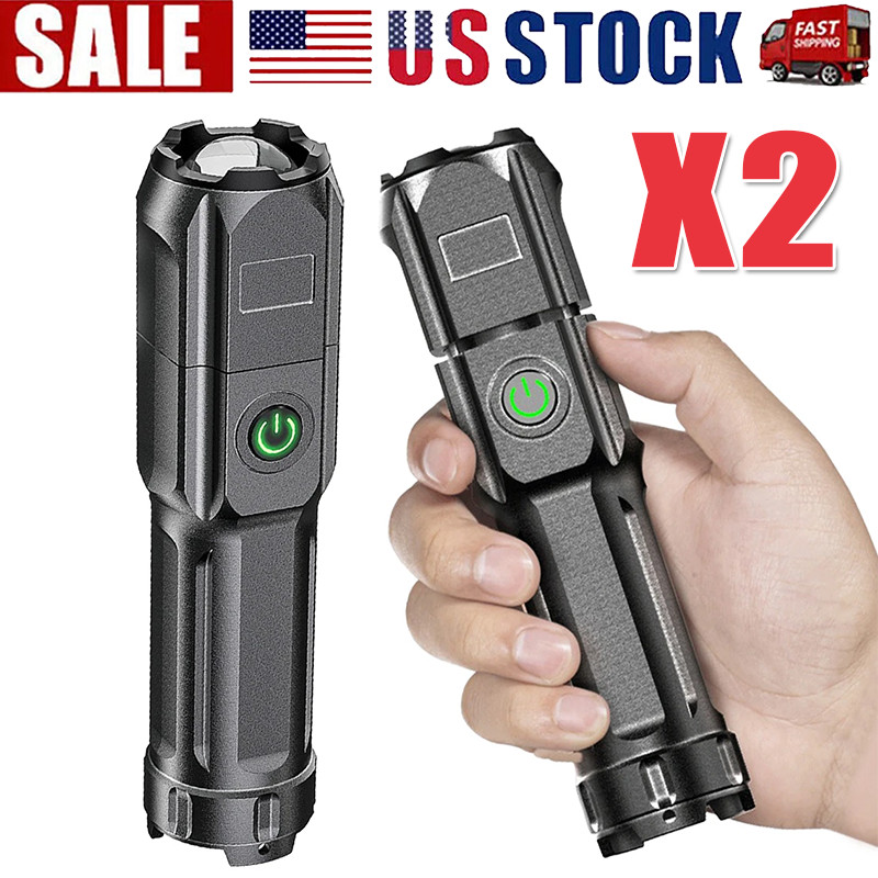 Rechargeable 990000LM LED Flashlight Tactical Police Super Bright Torch Zoomable