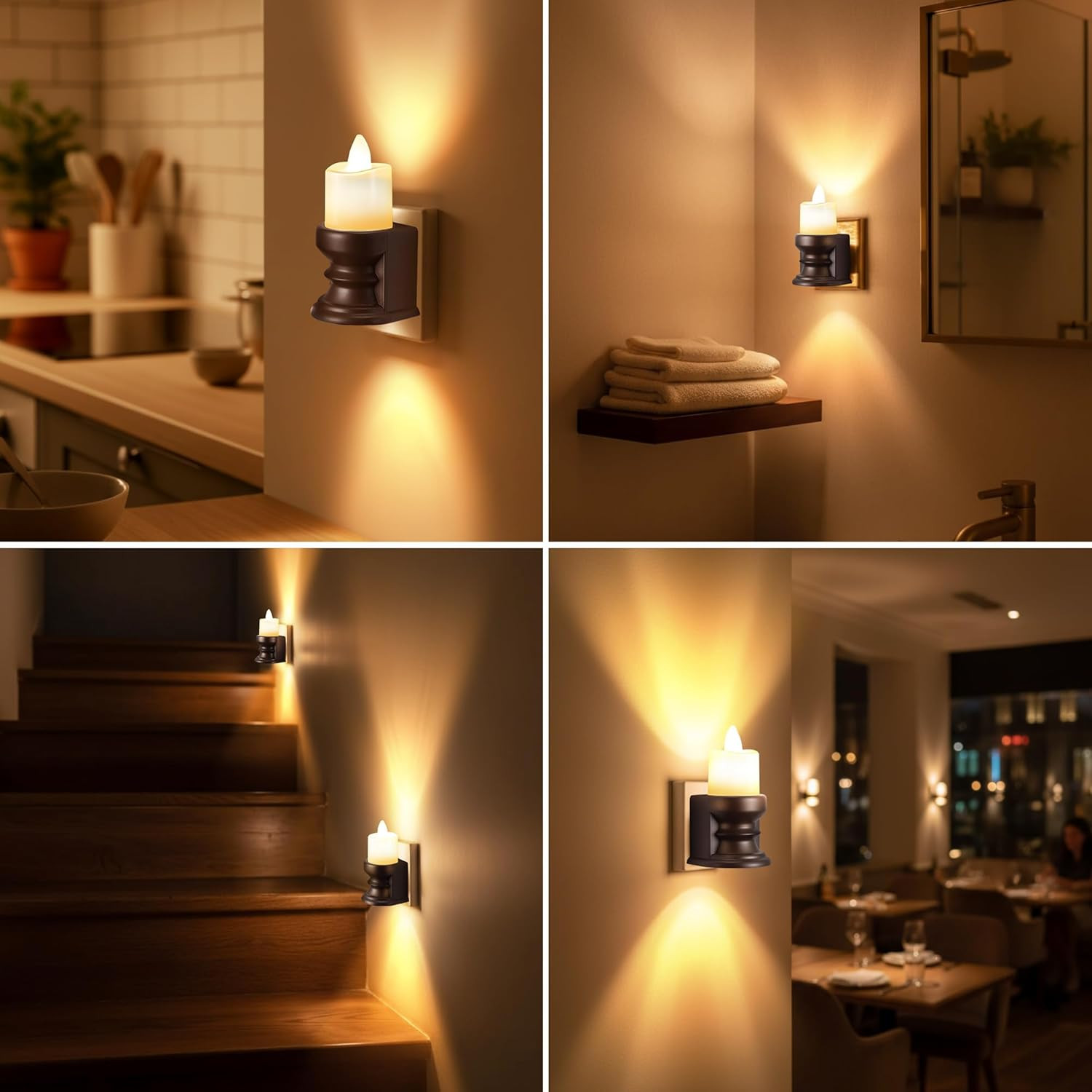 Flickering Flameless Candle Night Light Plug In Dimmable LED Nightlight 1 Pcs