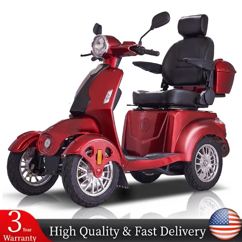 4-Wheel Heavy Duty Electric Mobility Scooter 800W for Senior & Adult 500lbs Red