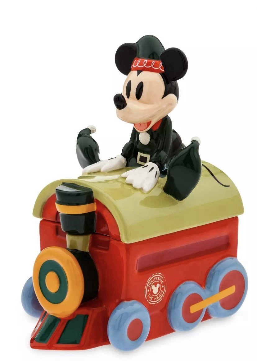 Disney Mickey Mouse Holiday Cookie Jar Decor Ceramic Treat Jar NIB