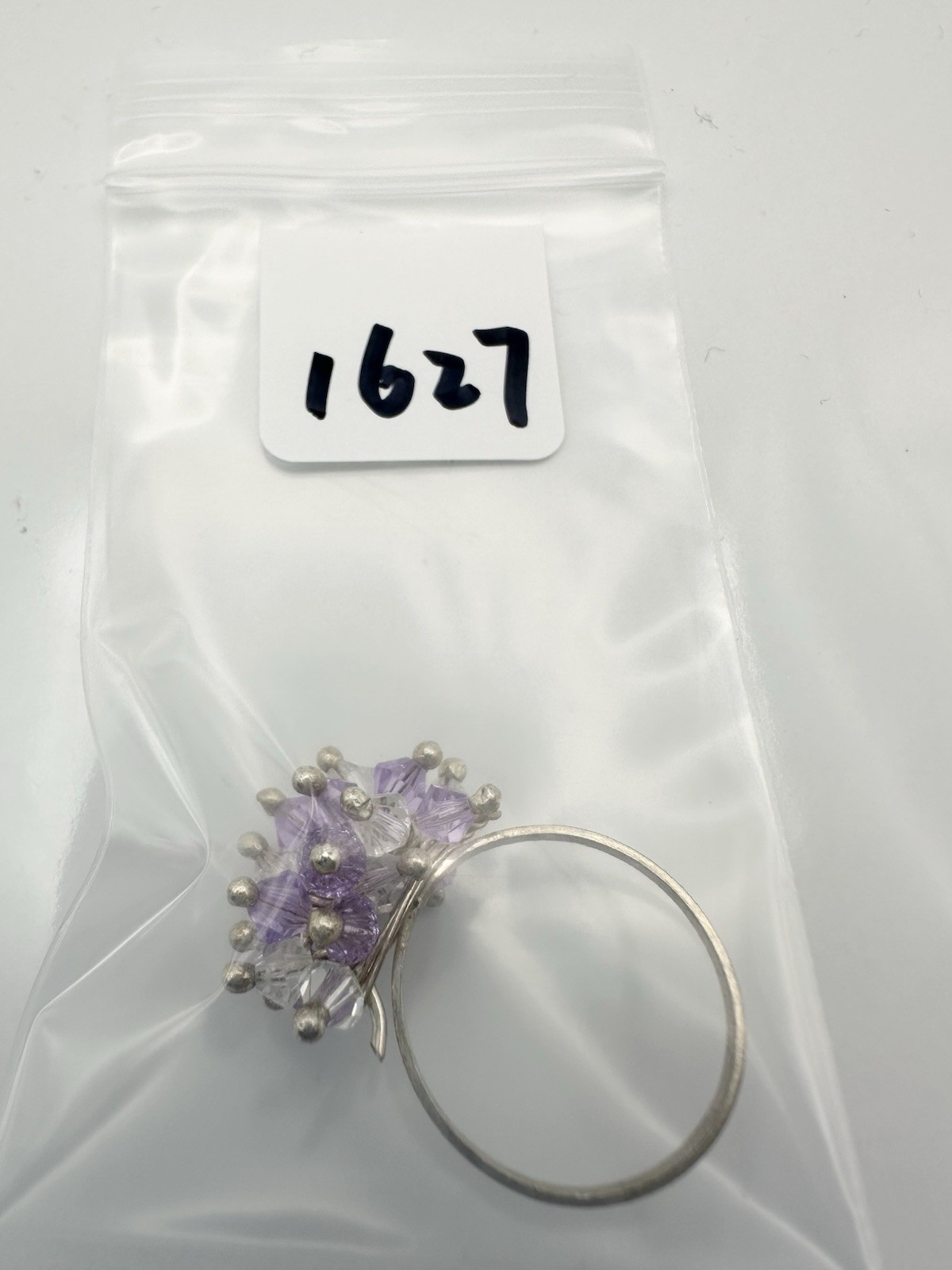 Handmade Purple Crystal Floral Cluster Ring Size 9