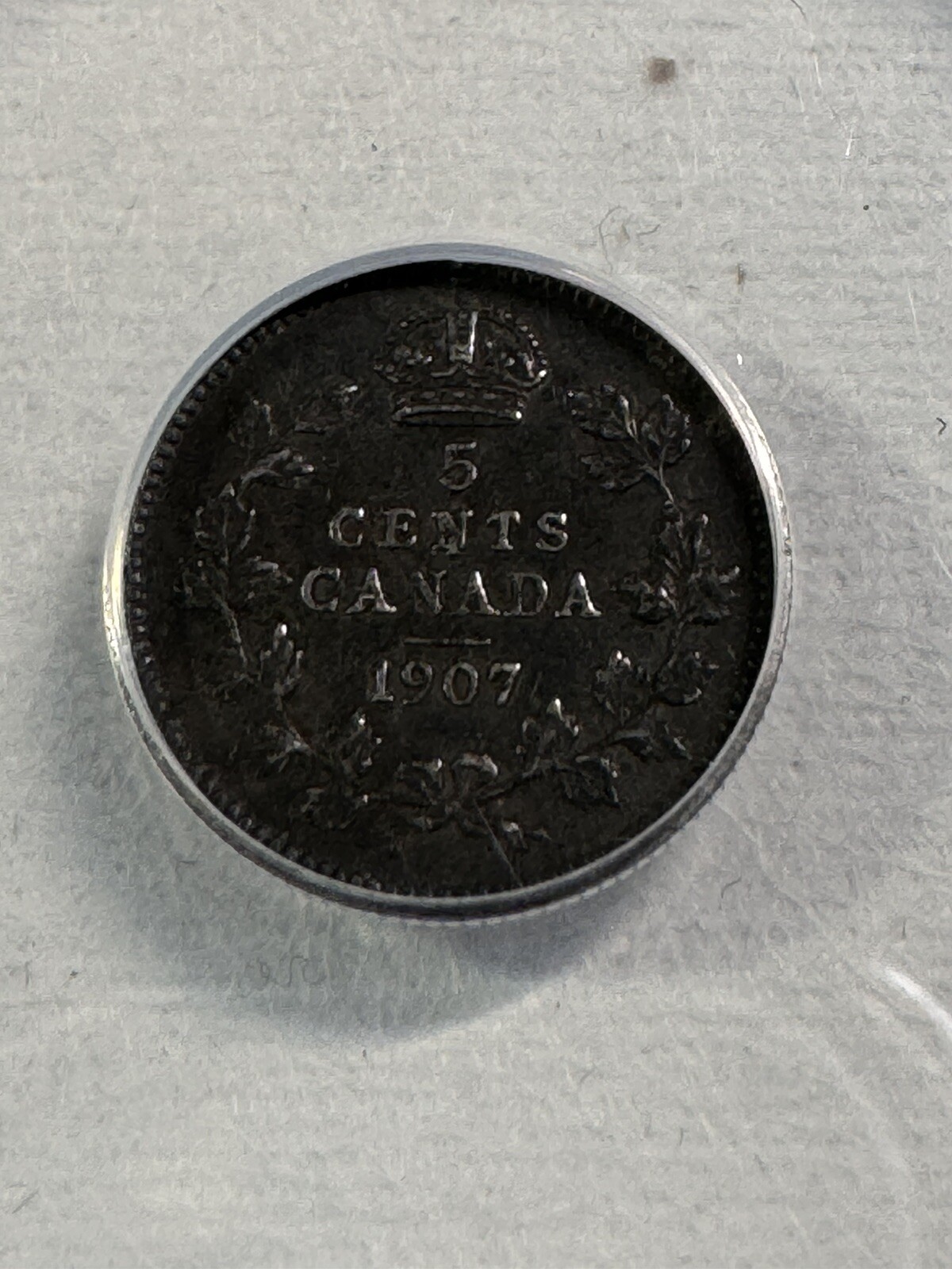 1907 Canada 5 Cents Small Silver Coin Graded XF 40 by ANACS