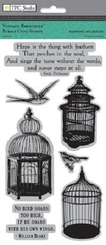 TPC Rubber Cling Stamps VINTAGE BIRDCAGES BIRDS SAYINGS CAGES