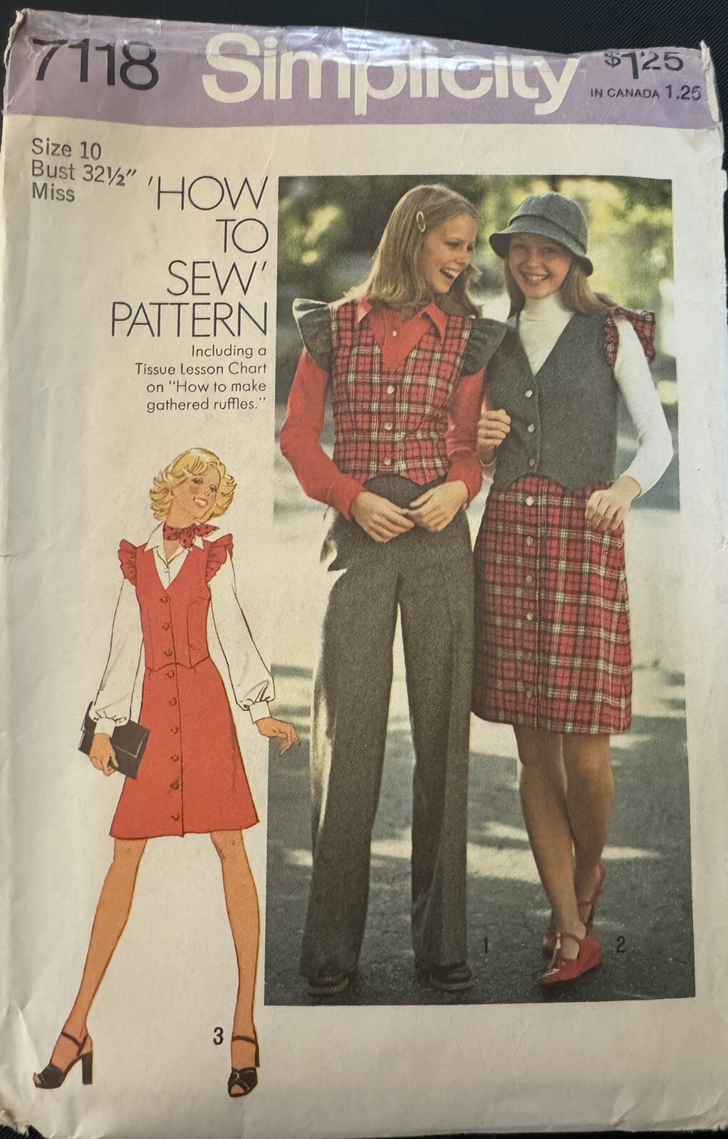 Vtg Simplicity How to Sew pattern 7118 Misses' Vest, Skirt & Pants size 10 uncut