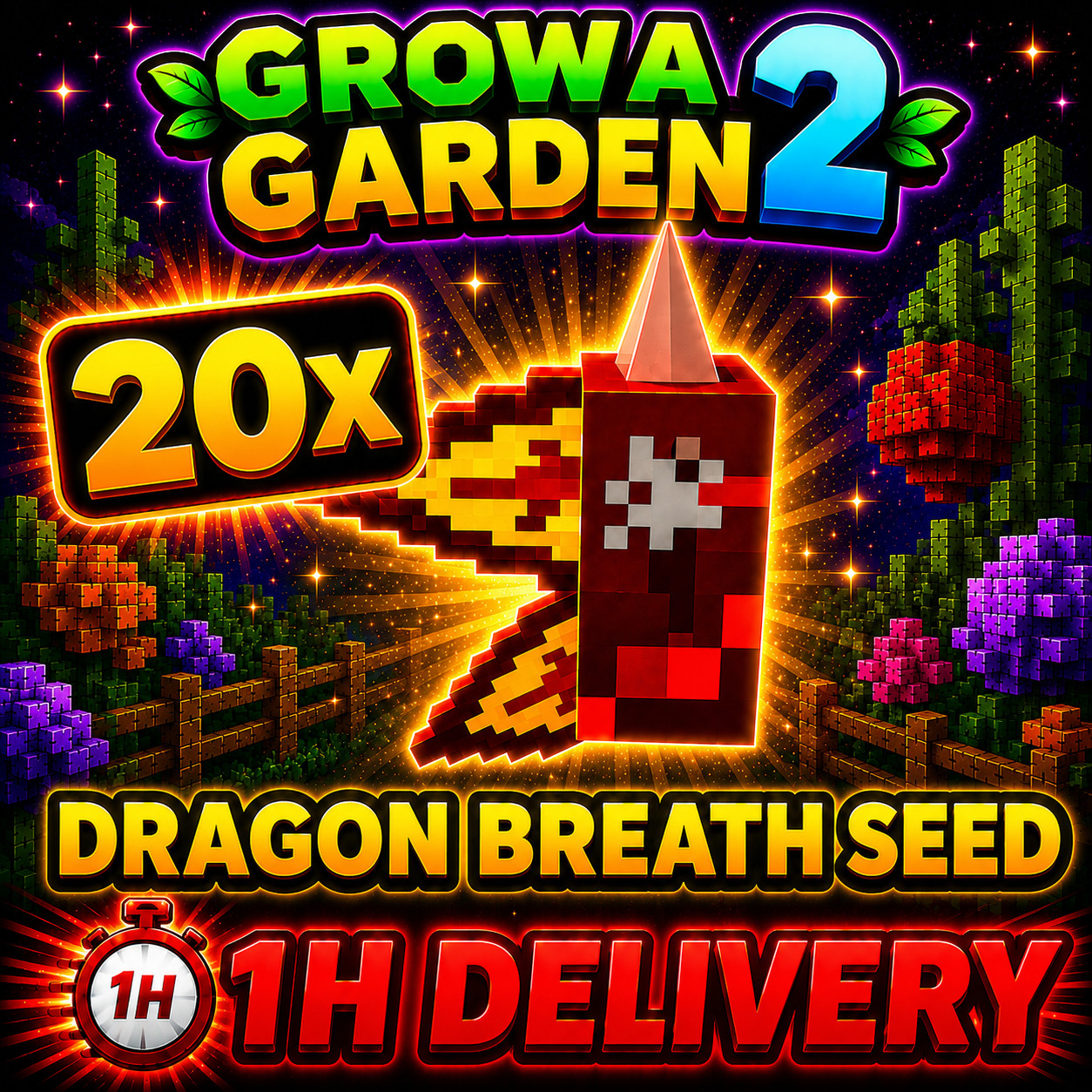 🪴Grow a Garden 2🪴 🐲20x DRAGONS BREATH SEED 🐲 🔴1 HOUR DELIVERY 🔴 Cheapest