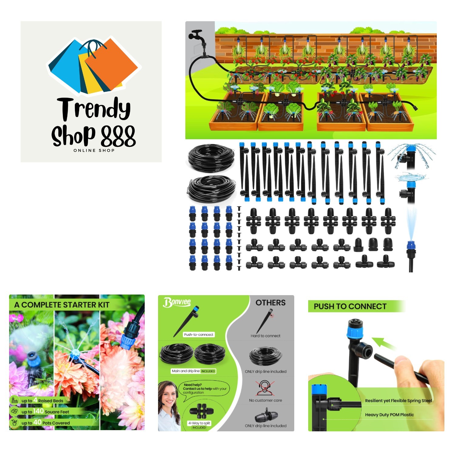Drip Irrigation System 230FT – Quick Connect Garden Watering Kit with Adjusta...