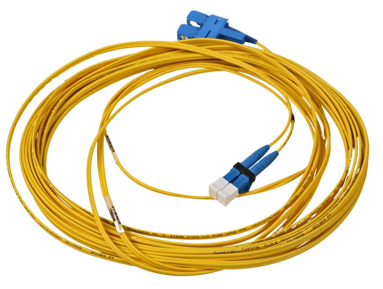 Singlemode LC/UPC to SC/UPC, Fiber Patch Cord, 1.6 mm Duplex, Plenum, FT25 (NEW)