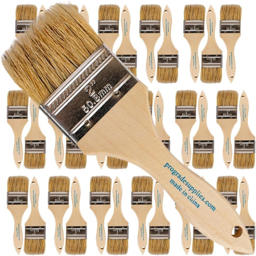 Pro Grade - Chip Paint Brushes - 36-Pack - 2 Inch 2 Inch, Light Brown