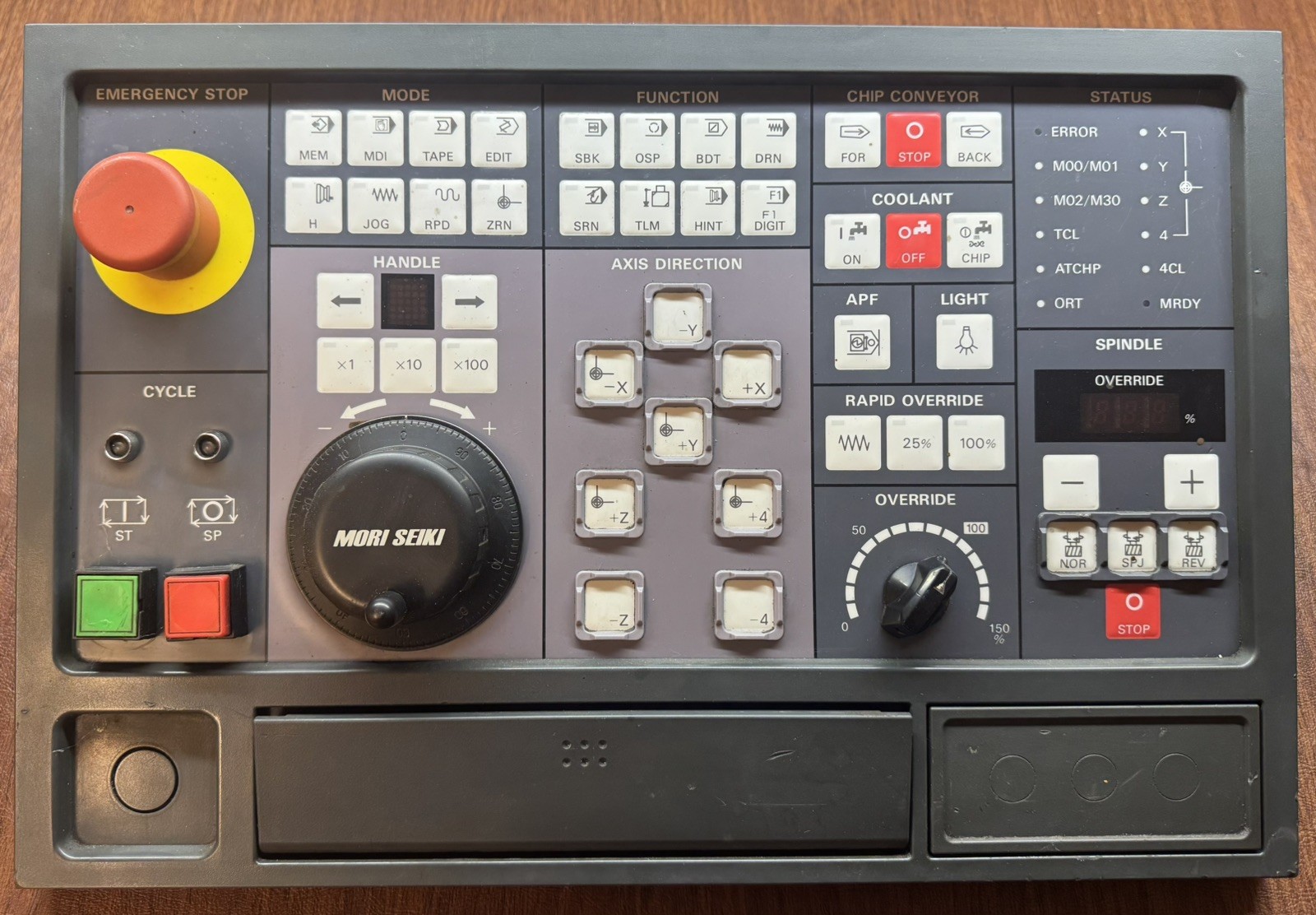 Mori Seiki CV-501 HMI Operator Push Button Control Panel Unit E54078 A01. Lot L8