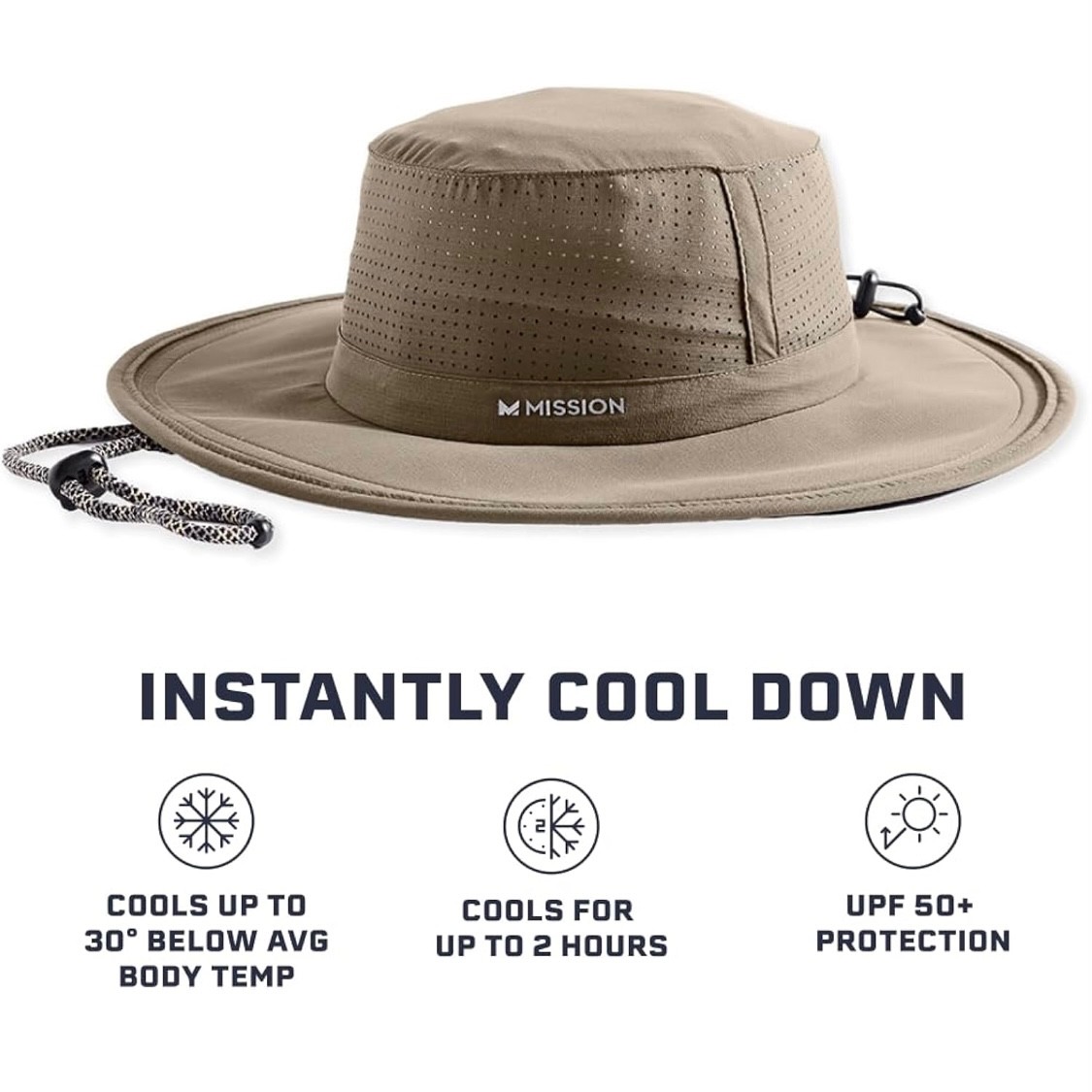 MISSION Cooling UPF Boonie Hat 3” Wide Brim Adjustable Fit - Sweat Activated 💦