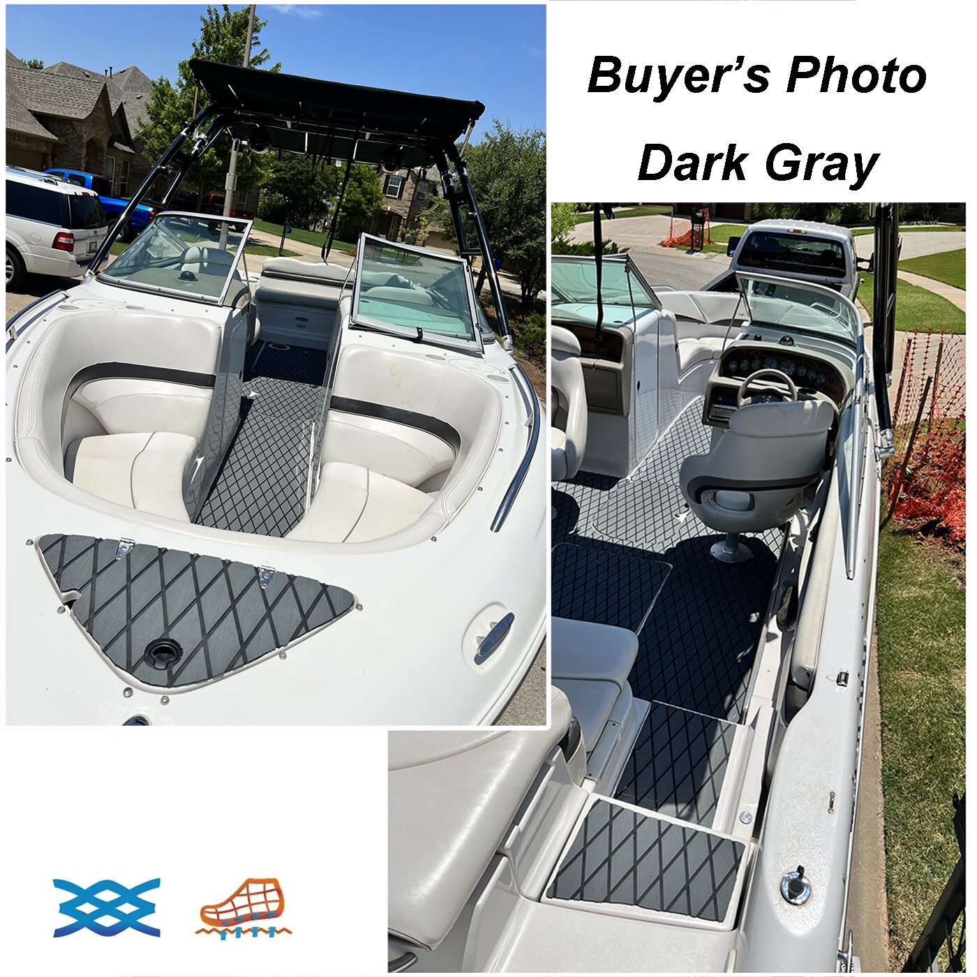EVA Foam Boat Flooring Marine Sea Decking Carpet , Dark Gray Diamond Pattern Mat