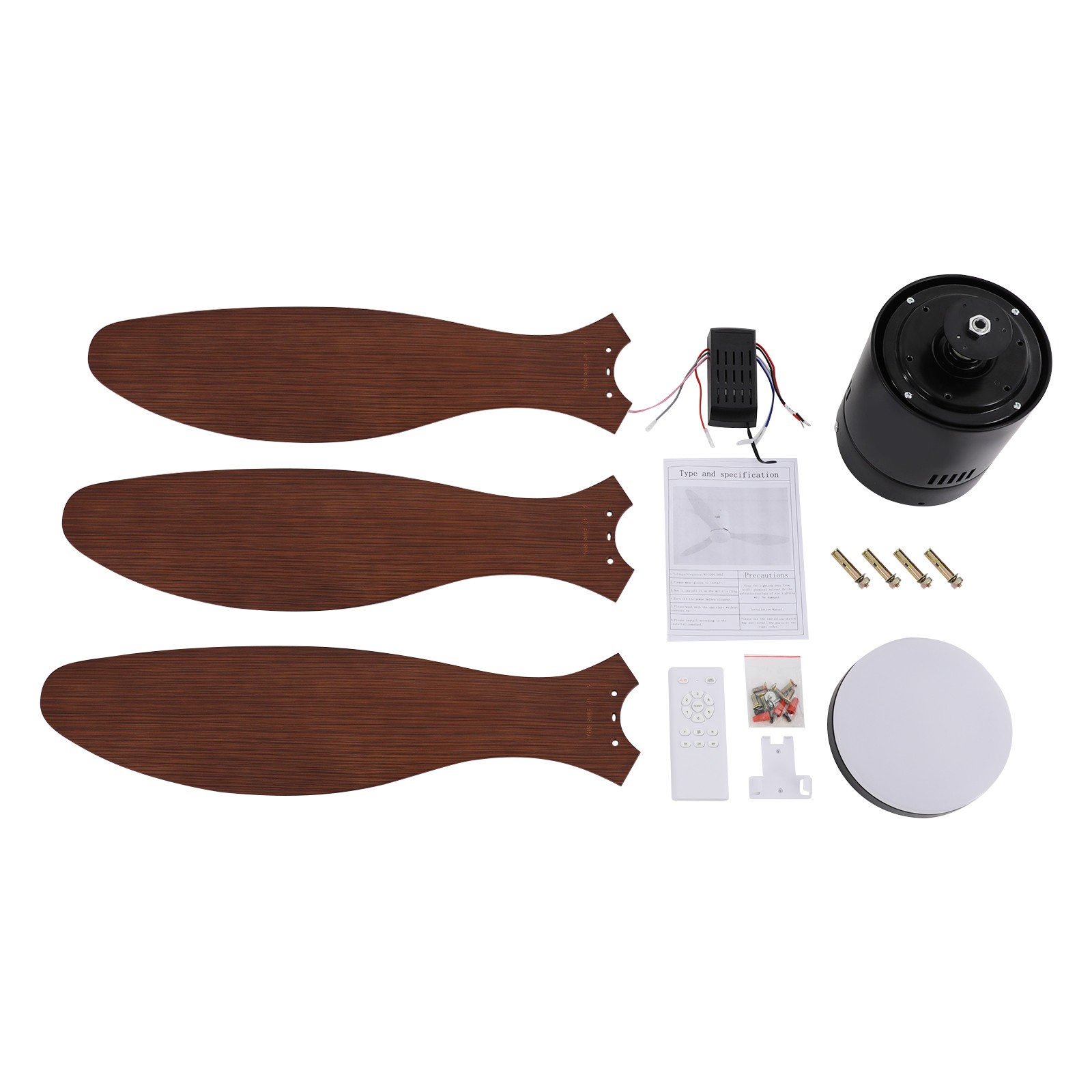 Wood Ceiling Fan with Light & Remote Quiet Reversible Flush Mount LED Fan Light