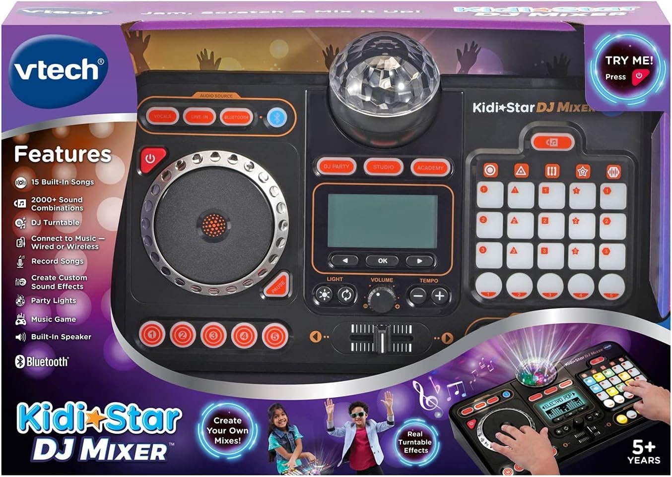 Interactive DJ Turntable for Kids - Bluetooth Mixer with Built-in Speaker