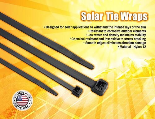 SOLAR Application HEAVY DUTY Cable Tie/Tie Wrap 8.70", .300 Wide,120 lb 100 Pack