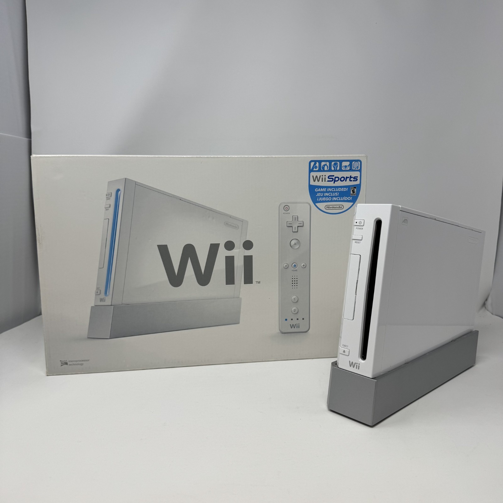 Nintendo Wii System (White) W/ Box NO REMOTE & NO Wii Sports TESTED & WORKS