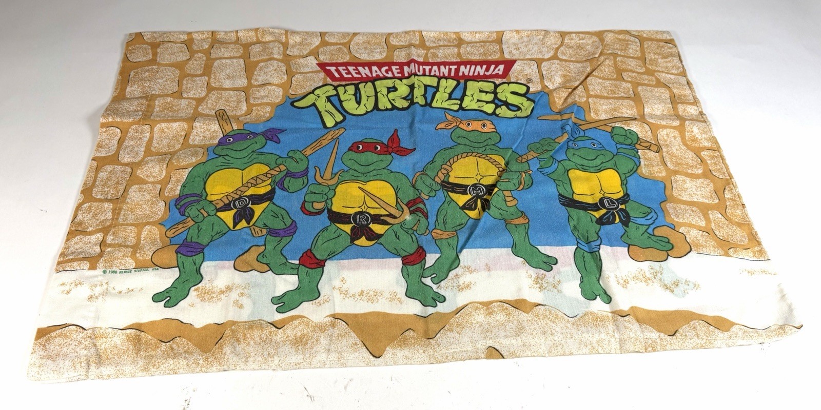Vintage 1988 Teenage Mutant Ninja Turtles Pillow Case Mirage Studios TMNT