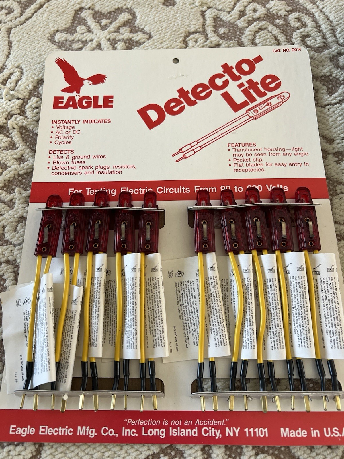 Eagle Electric cat no. D914 detecto lites display card 10 testers vintage