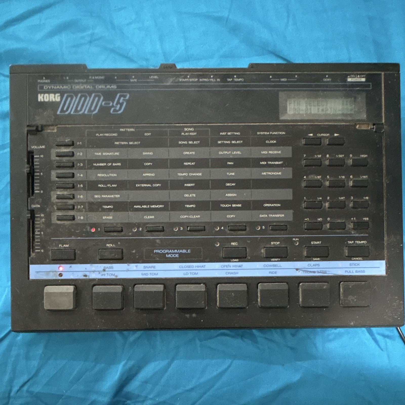 Korg DDD-5 Digital Drum Machine Tap Tempo 8 Pads MIDI In/Out w/ AC Adapter