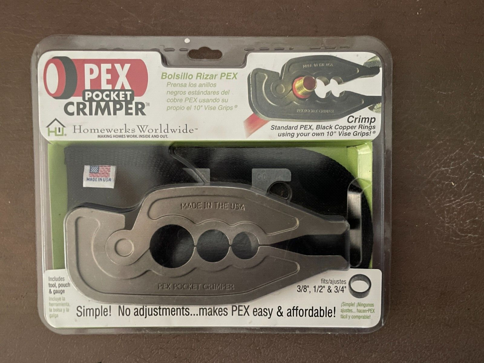 Homeworks Worldwide 7030-10 Pex Pocket Crimper, (3/8”, ½”, ¾”)
