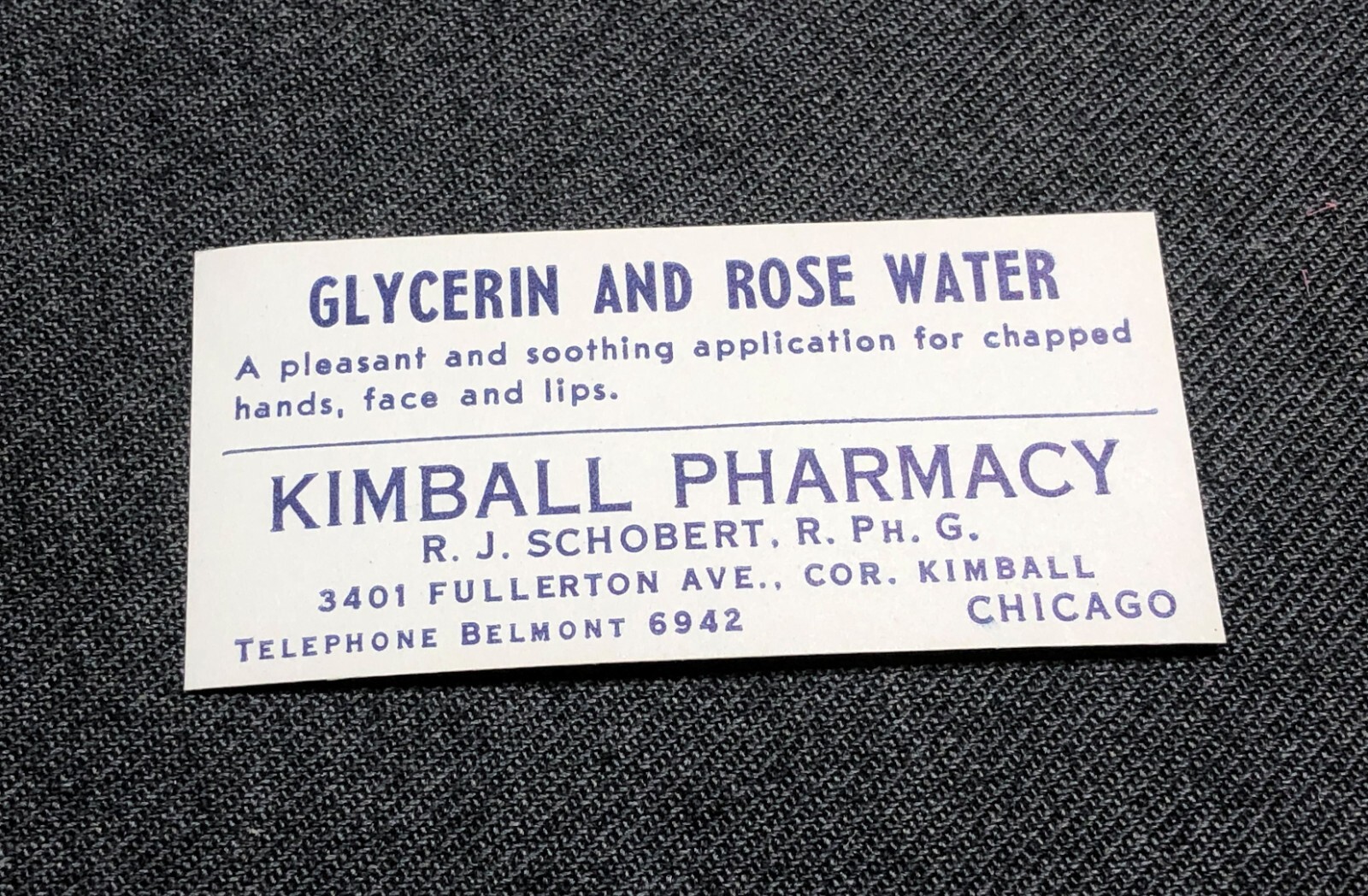 Vintage Unused Glycerin Rose Water Bottle Label Apothecary Medicine Pharmacy