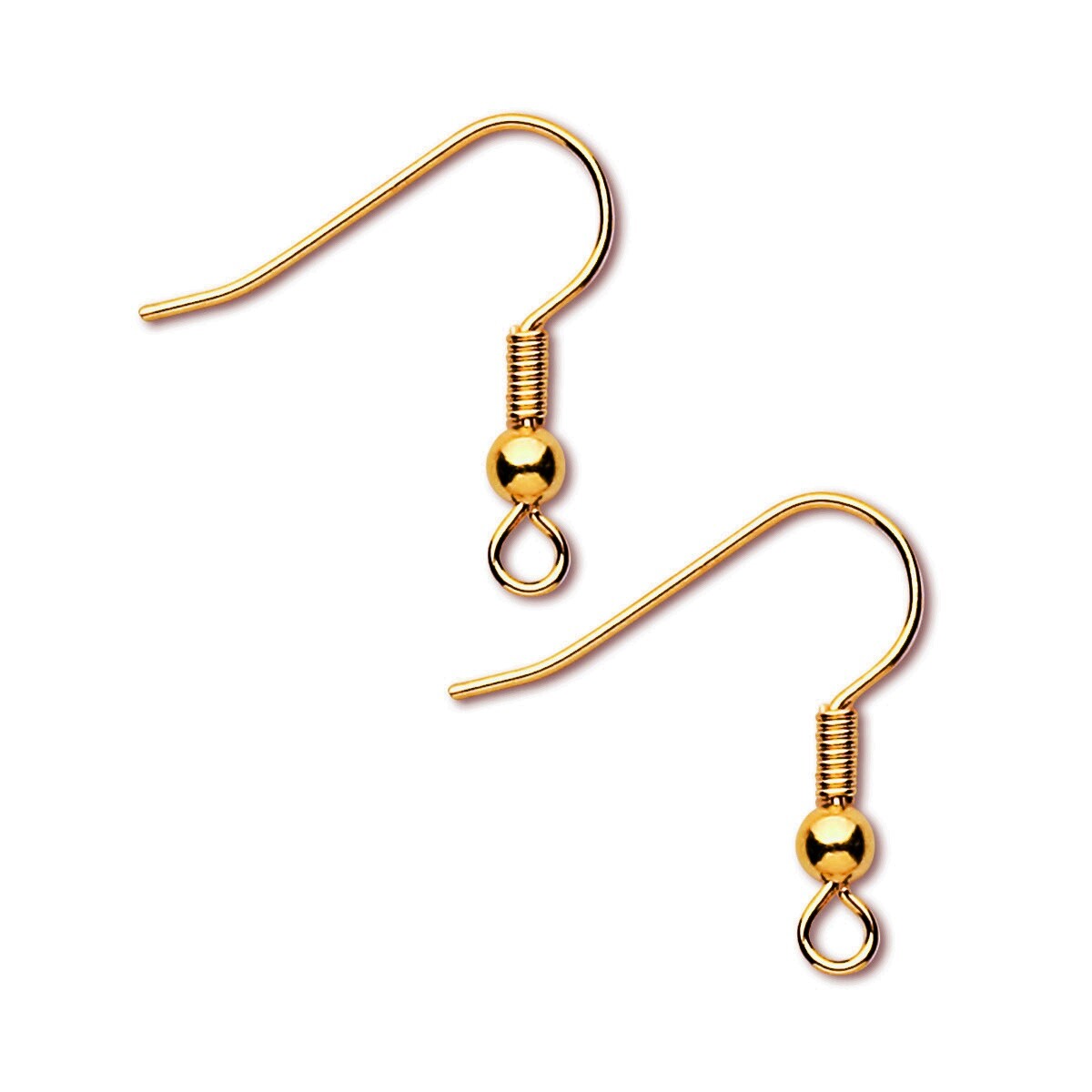 24 GOLD PLATED Stainless Steel FRENCH HOOKS  EarWires  20mm post ball bead coil