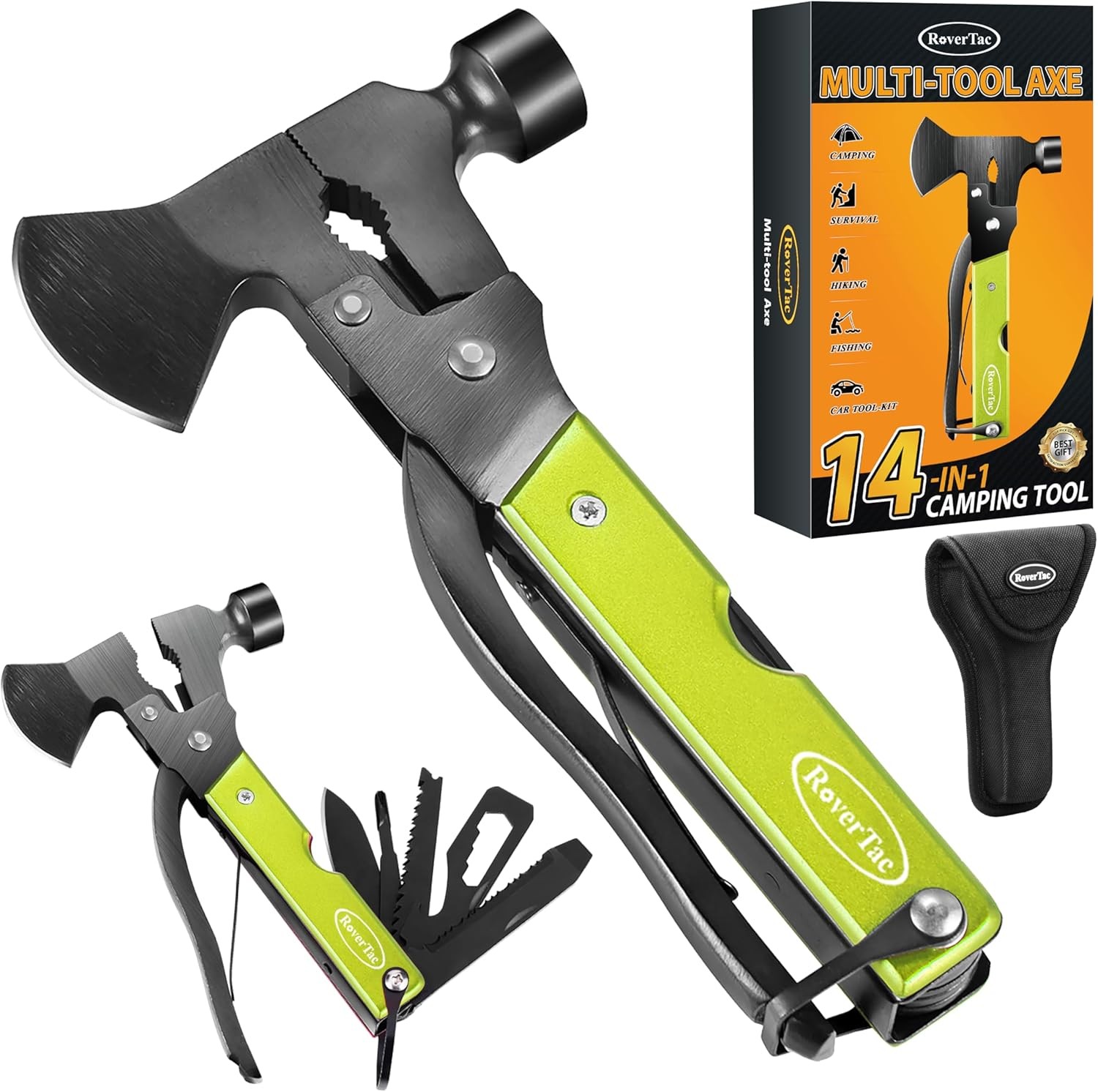 Christmas Gifts for Men Dad, RoverTac Multitool Axe Mens Gifts, Green