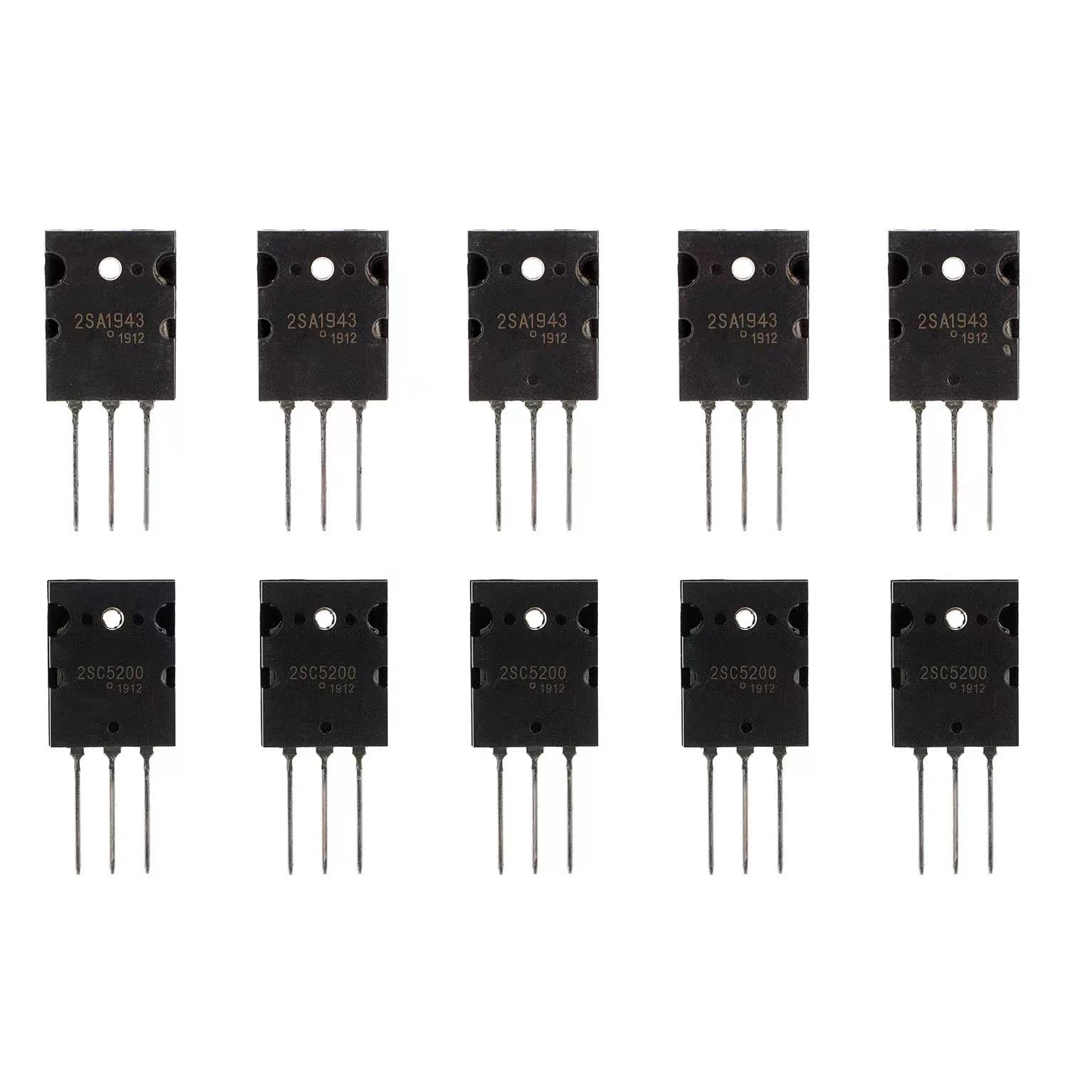 "5 Pairs High Power PNP NPN Amplifier Transistors TO-3PL for Audio Applications"