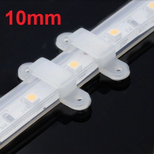 50x LED Strip Mounting Clips 10mm Brackets Holders Plastic Silicone Screw Holes