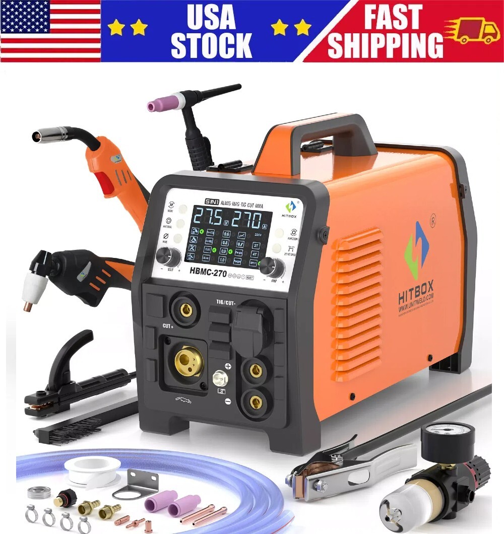 6-in-1 Welder 200Amp Aluminum Plasma Cutter Combo MIG/Stick/TIG/CUT Gas/Gasless~