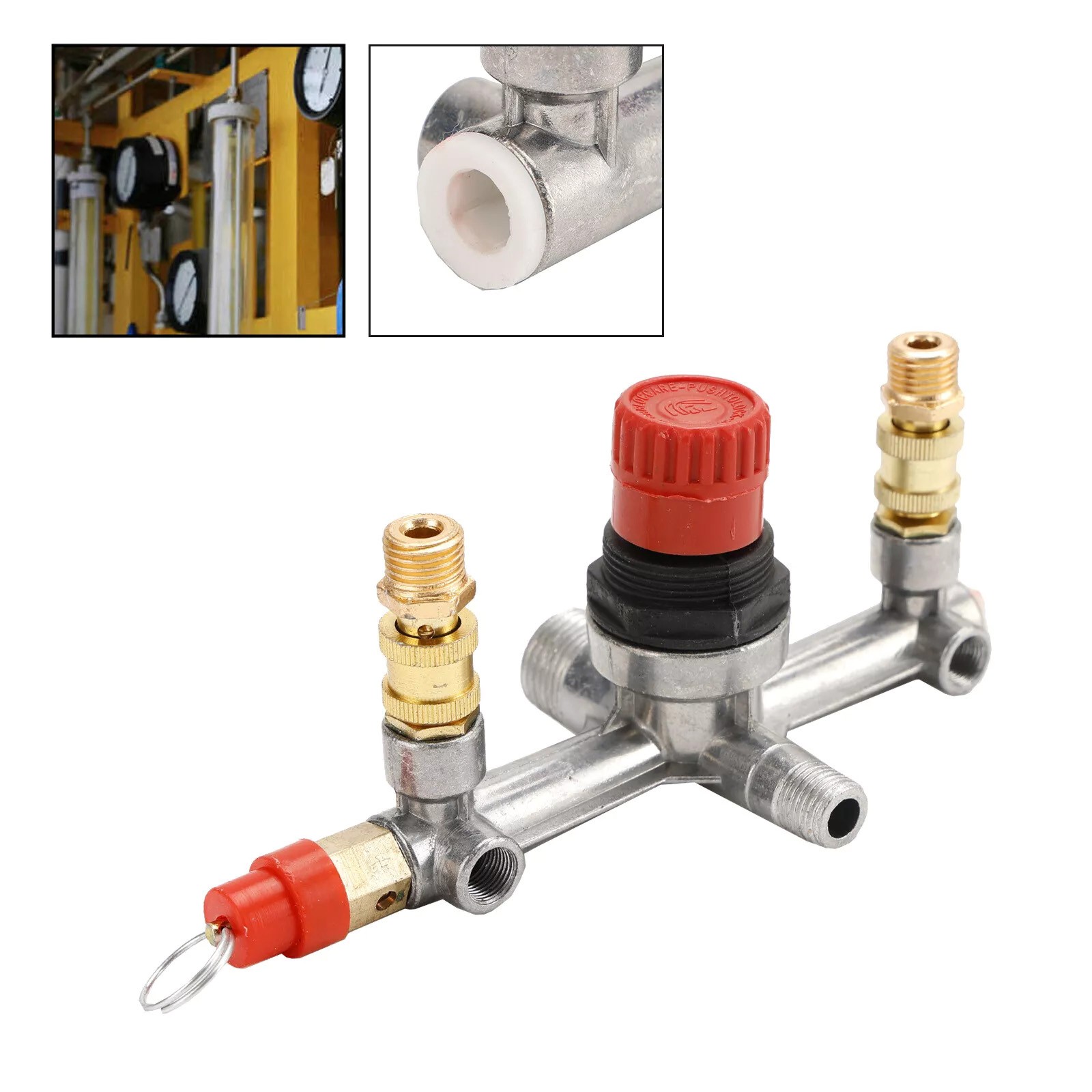 1x Air Compressor Pressure Valve Switch Control Manifold Regulator Gauges Tool