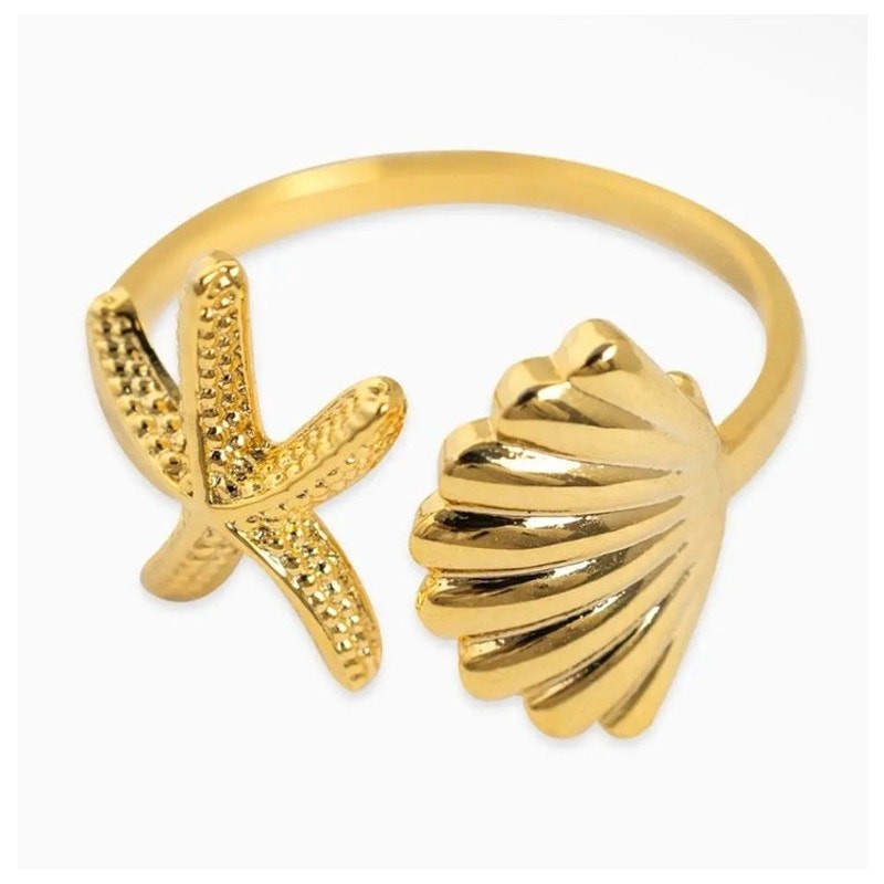 Starfish Sea Shell Open Ring