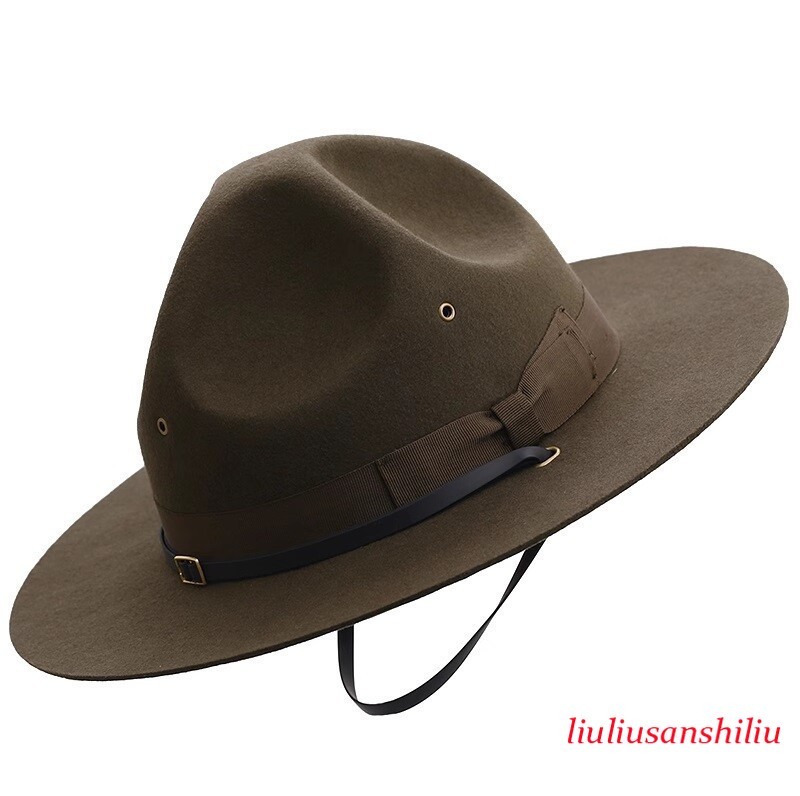 Military Campaign Hat Drill Sergeant Instructor Hat Mountie Ranger Hat 100%Wool
