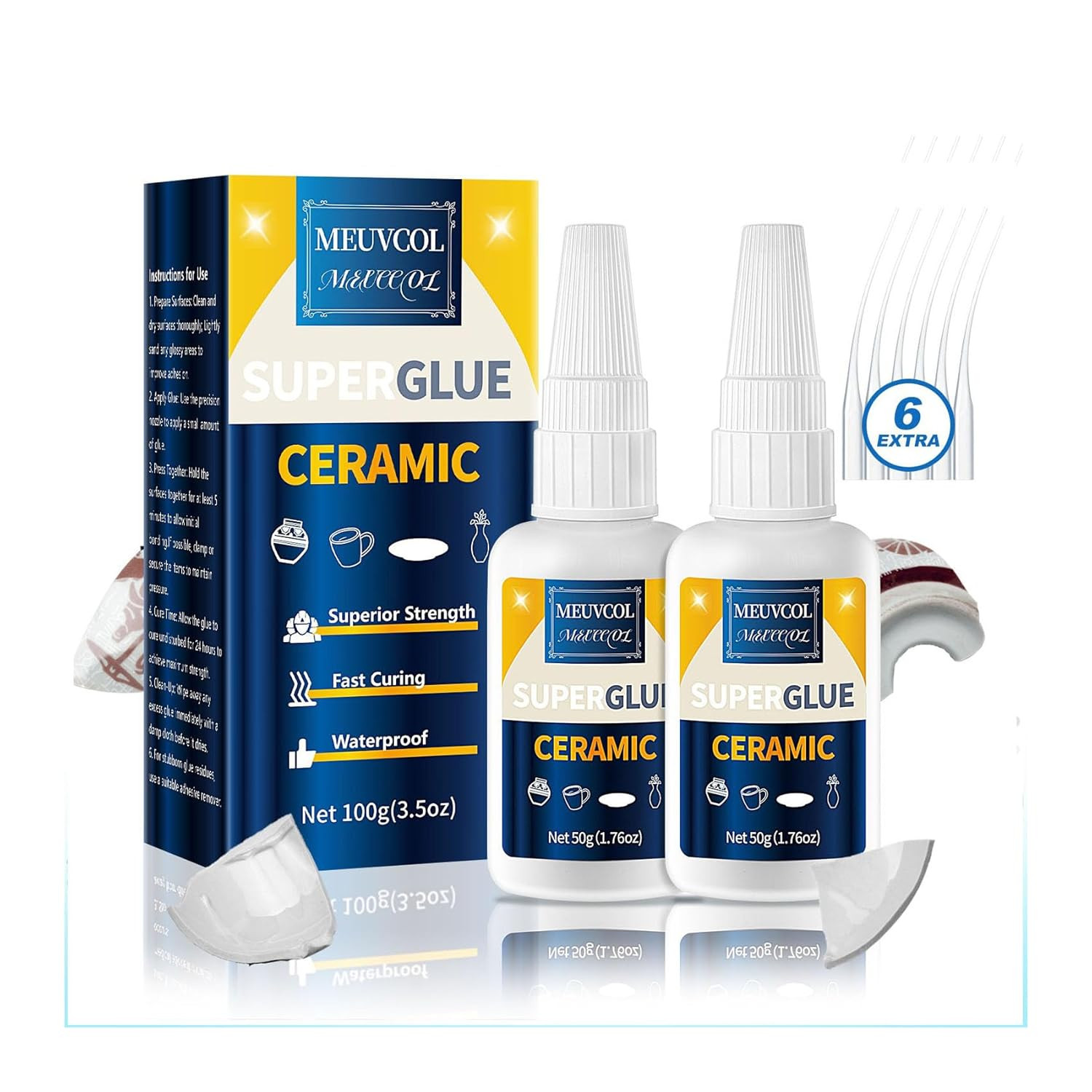 Ceramic Glue Repair Kit, 100G - Super Glue for Porcelain and Pottery, Cyanoacryl