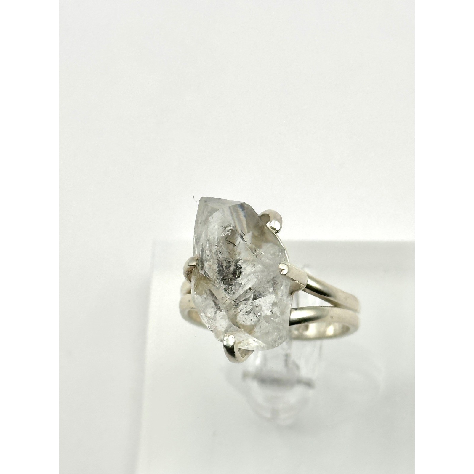 Raw Herkimer Diamond Sterling Silver Ring Size 9