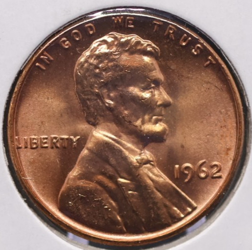 1962 Brilliant Uncirculated Lincoln cent.