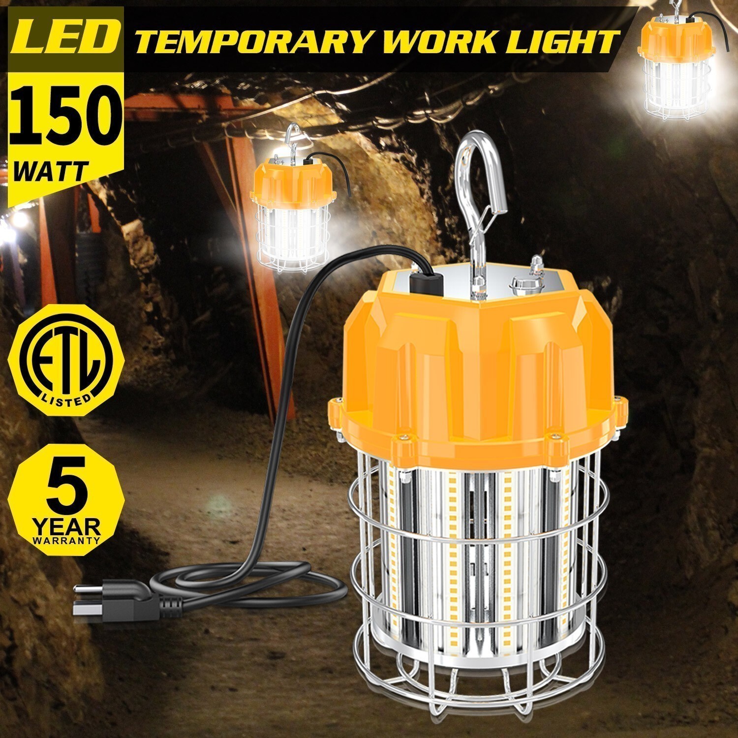 LED Temporary Work Light 150W LED Construction Lights 21000Lm 5000K Jobsite Lamp