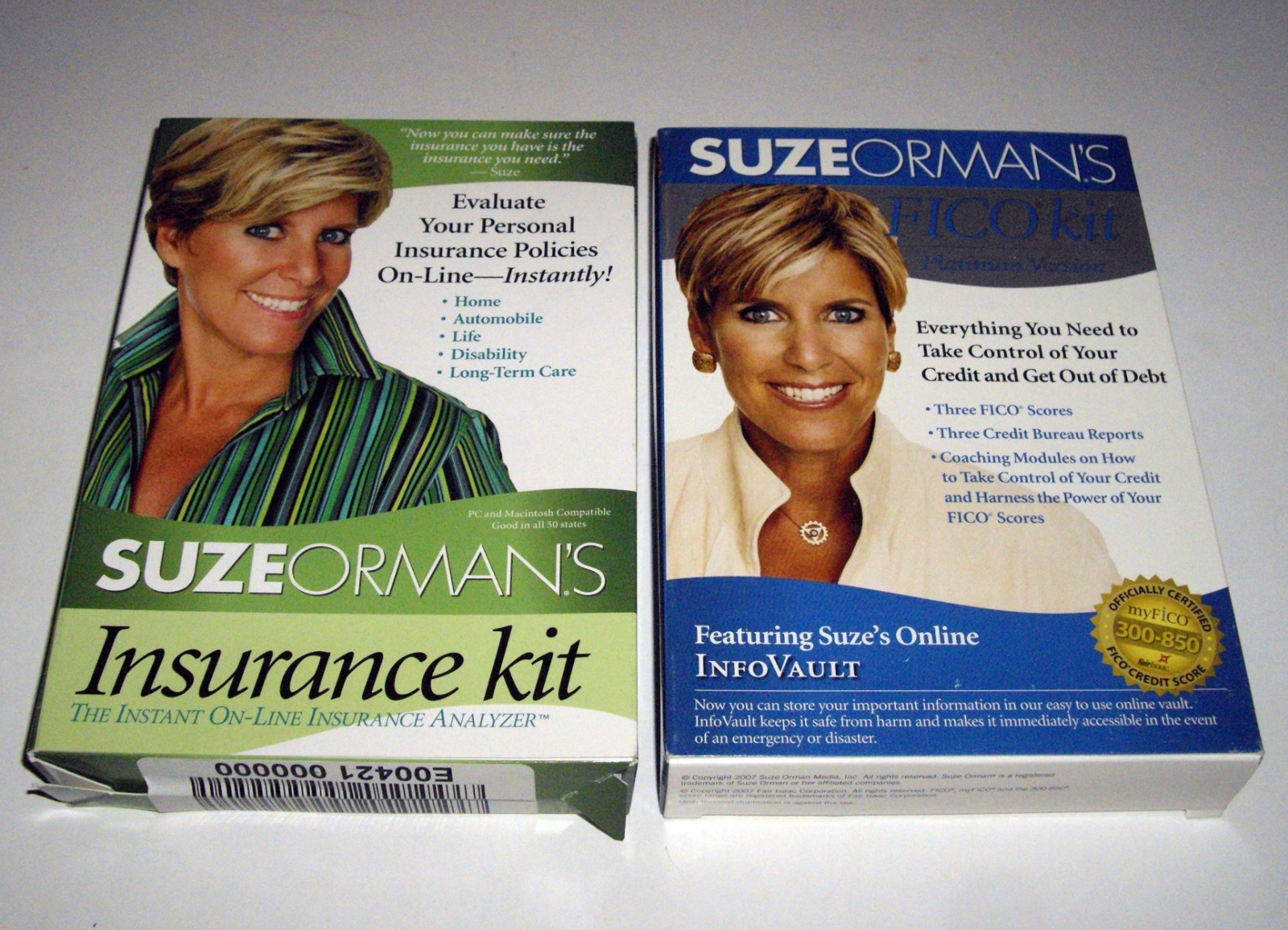 Lot Suze Orman's Kits Insurance and Fico Platinum Kit CD PC / Mac Software