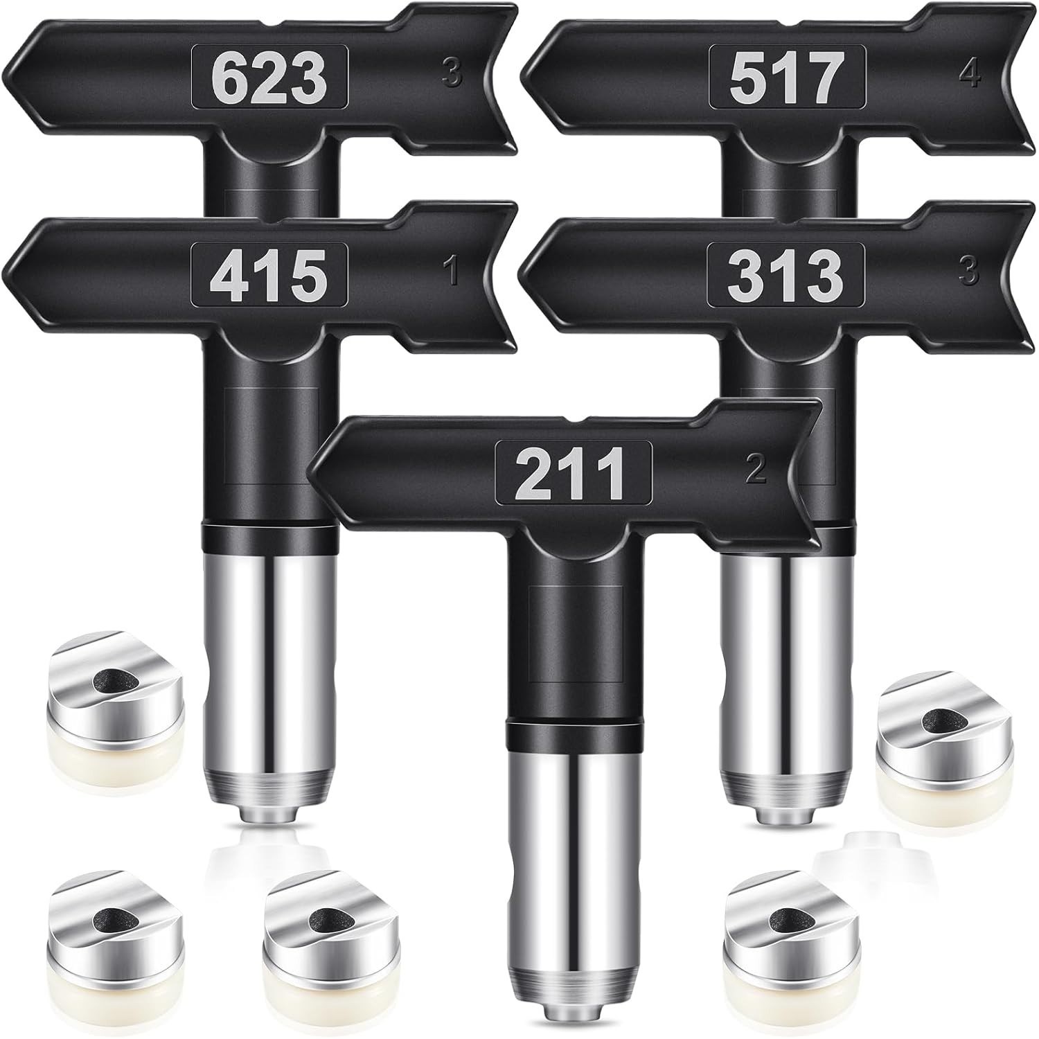 Graco Paint Sprayer Tips, 5 Pcs Airless Paint Sprayer Tips Set (211/313/415/517/