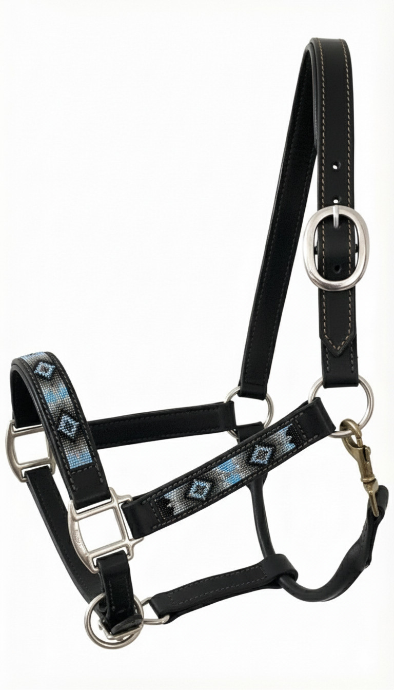 Premium Leather Horse Halter with  Beads | Handmade Bead Halter