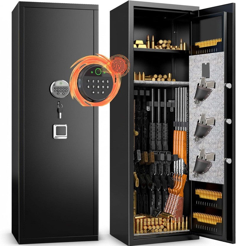 Fireproof Biometric Security Gun Safes for Rifle Large Safe No Assembly Required
