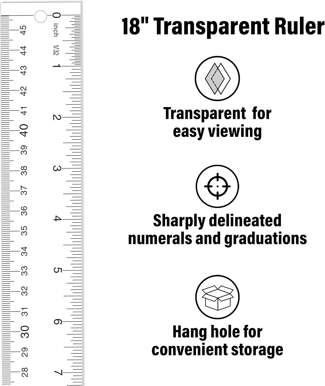 10564 Acrylic Clear Ruler, 18 In