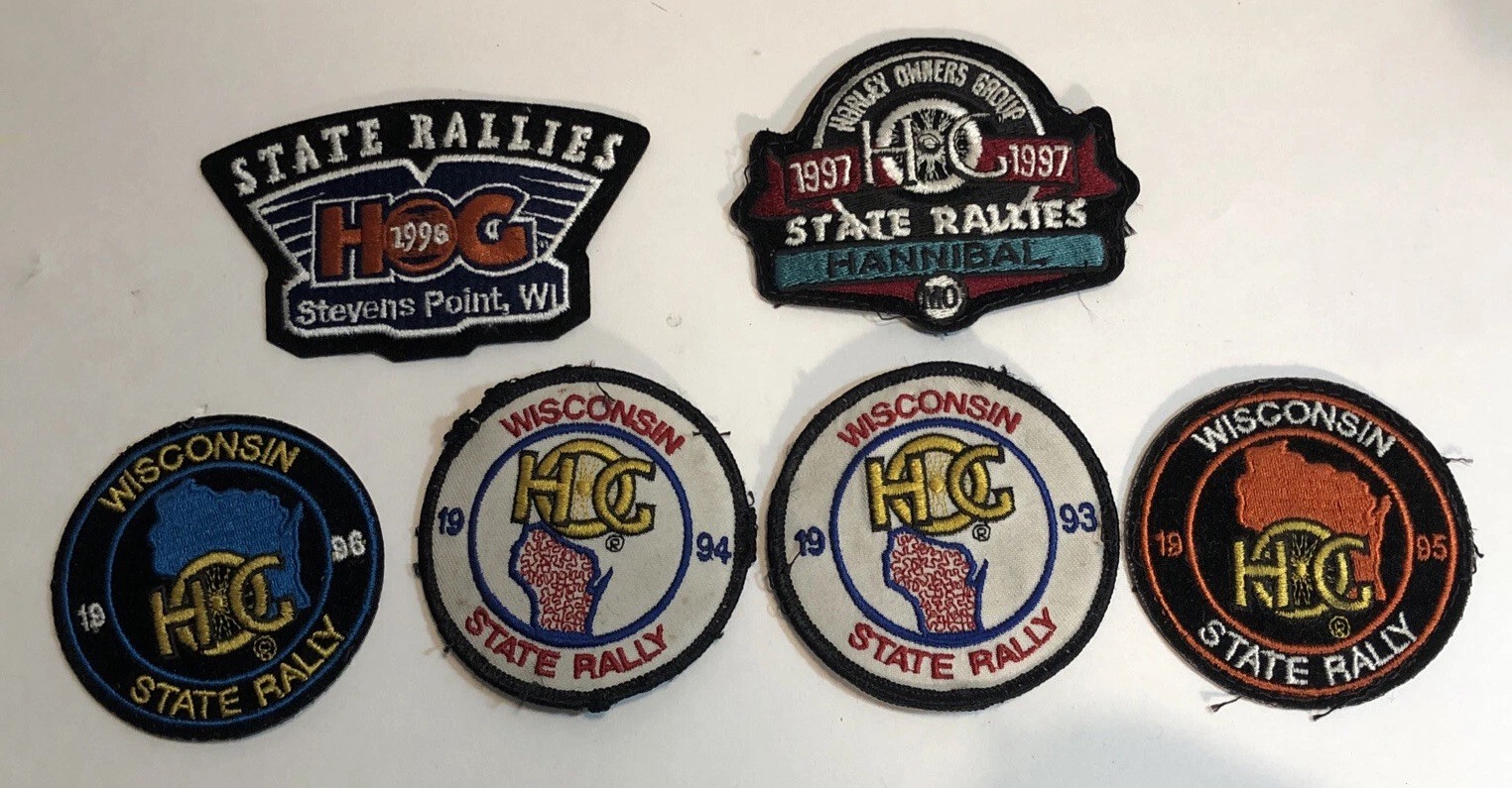 Harley Davidson HOG Dated State Rallies Wisconsin Patches Biker