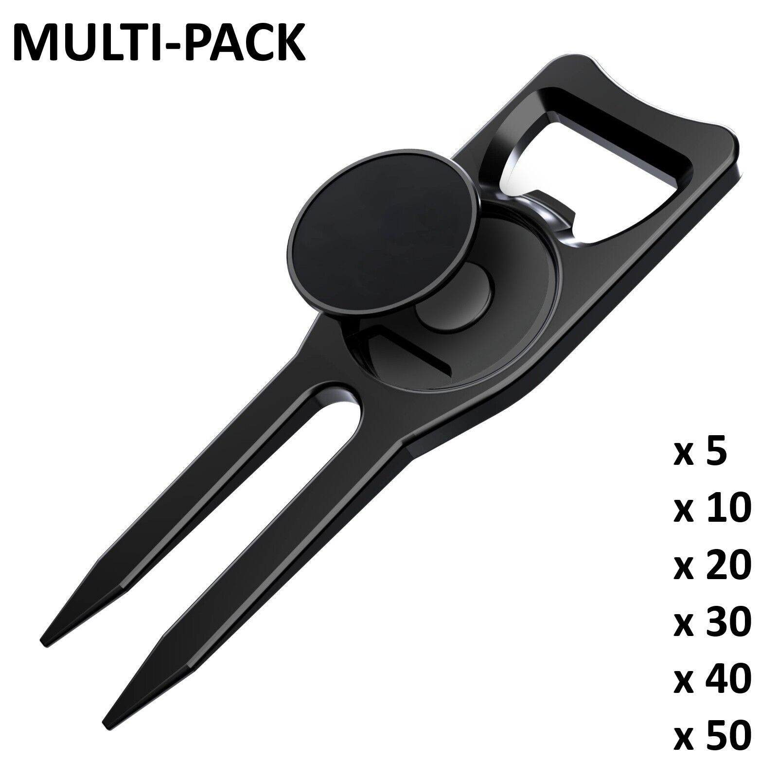 Golf 6-in-1 Multifunction Divot Tool Ball Marker Groove Cleaner MULTI-PACKS, BLK