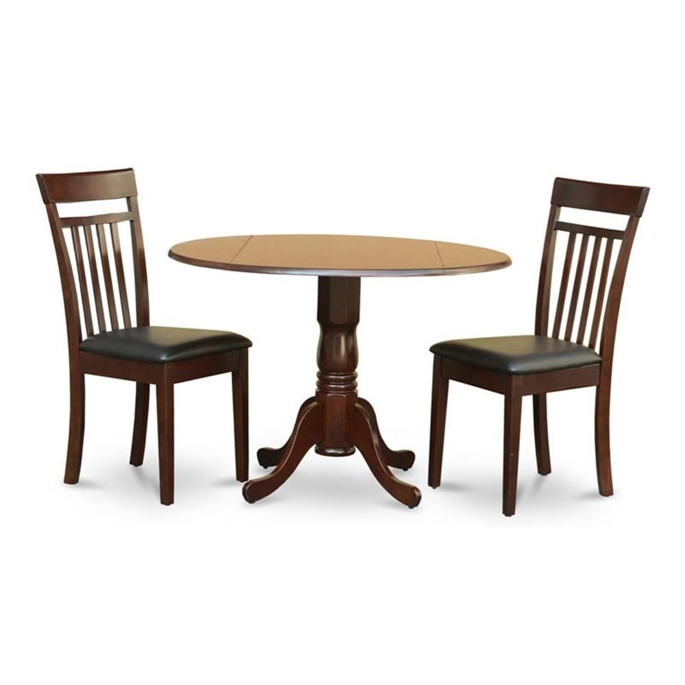 East West Furniture Dublin Dining Set w/ Ladder Back Leather Chairs in Mahogany
