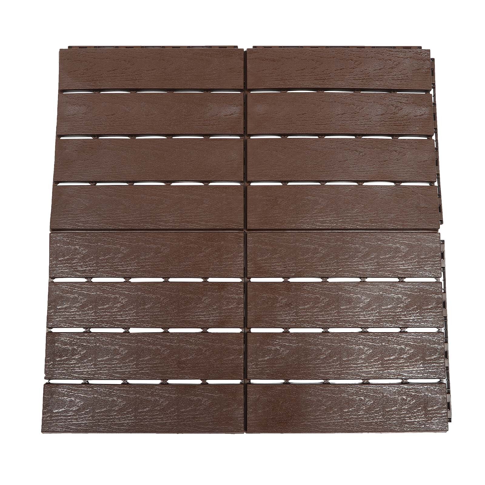12x12" Plastic Interlocking Composite Decking Floor Deck Tiles Bacony Pavers