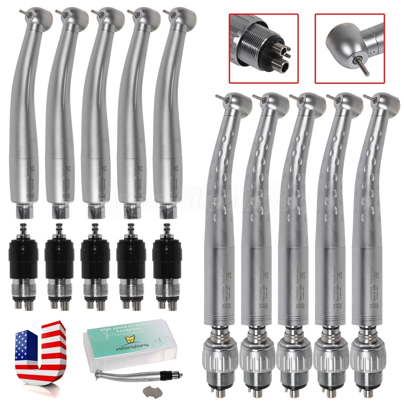 1-5  Dental High Speed Handpiece / 4 Hole Quick Coupler 360° Swivel Fit KaV NSK