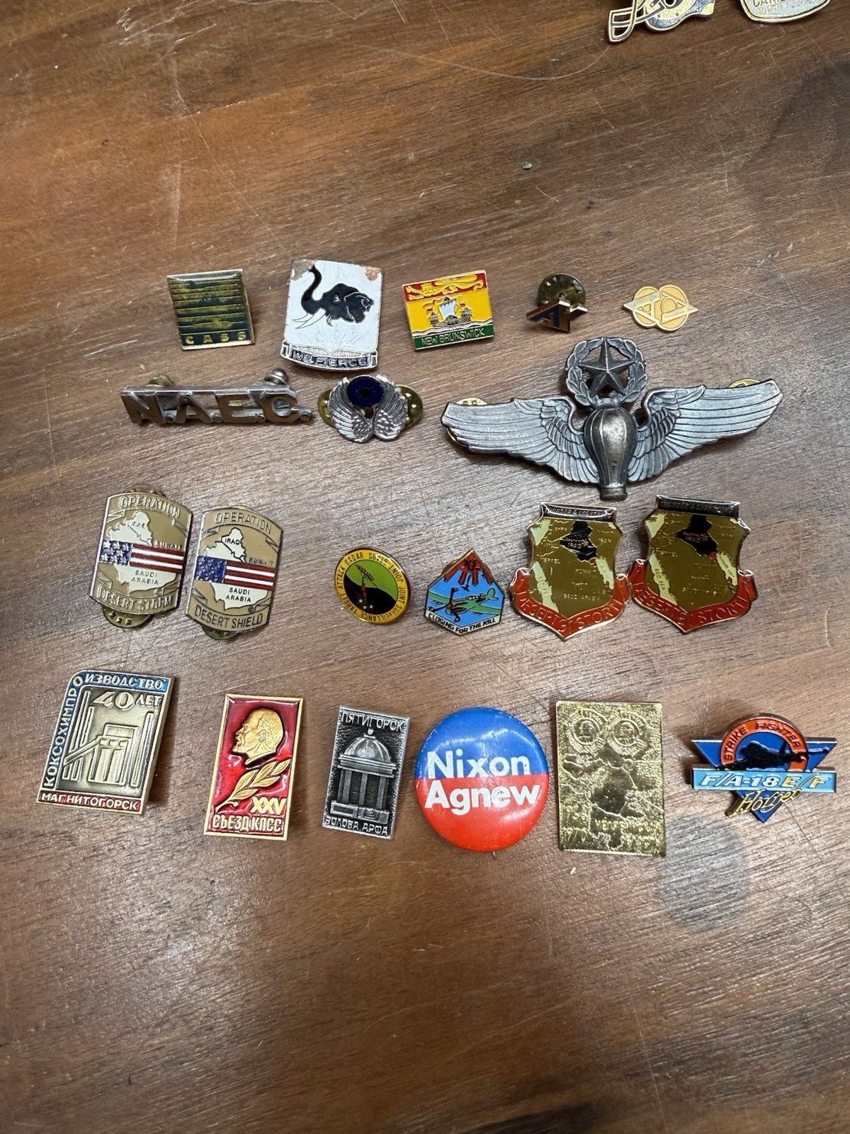 19 Vintage Military Political Soviet Lapel Pin Lot Desert Storm Airborne FAA